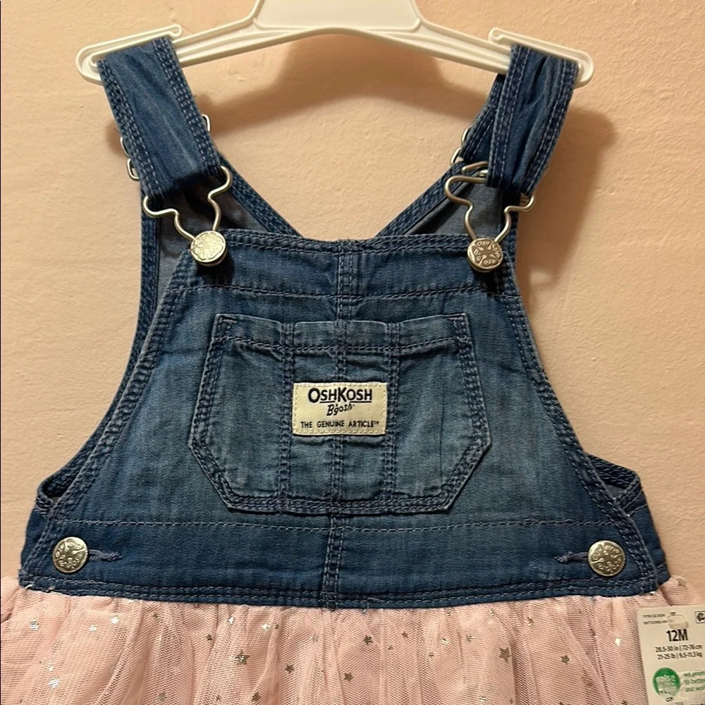 OshKosh B'gosh Blue Denim Dress with Pink Starry Tulle